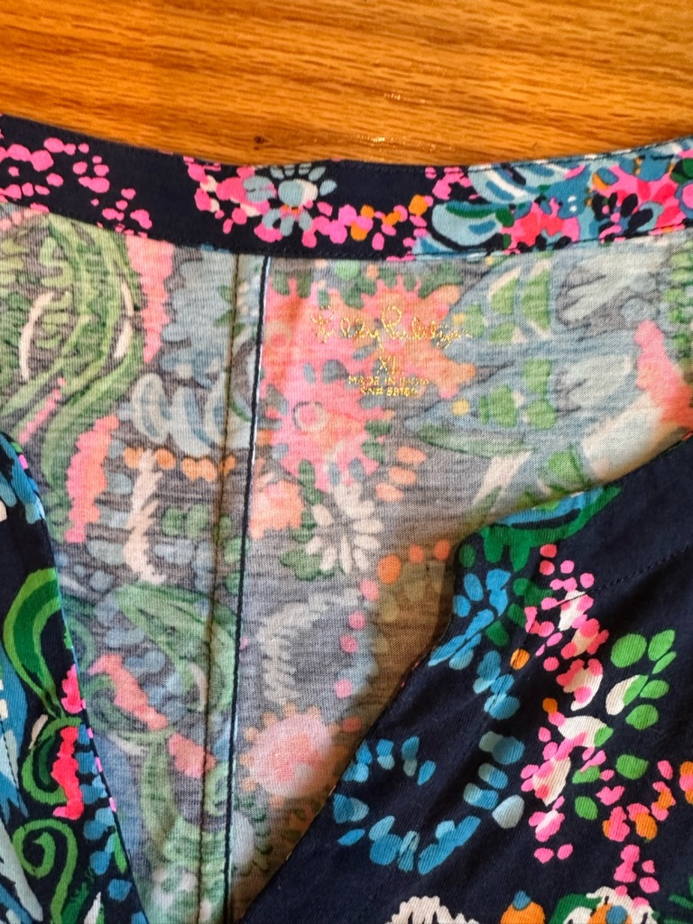 Lilly Pulitzer Navy Paisley Floral V-Neck Tunic with Teal & Pink - Picture 3 of 3